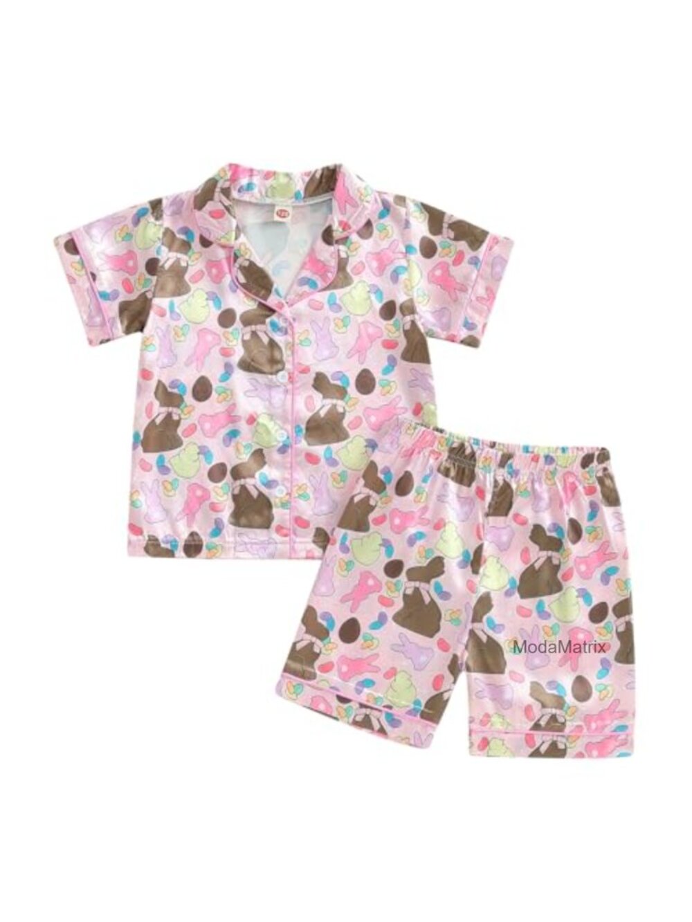 Toddler Kids Easter Pajama Set - Soft 100% Polyester Bunny Print Short Sleeve